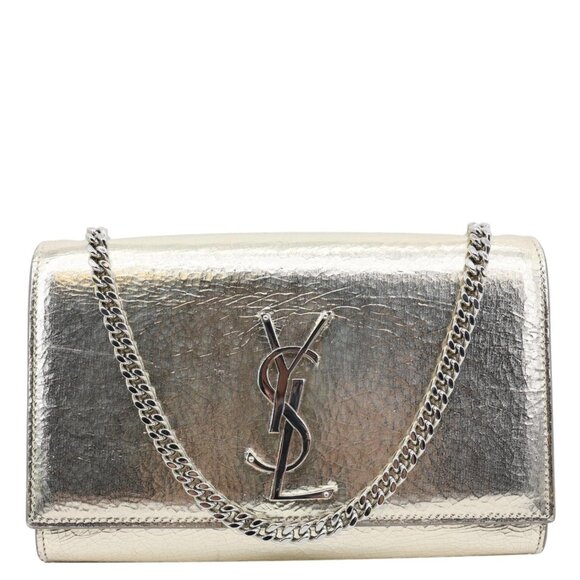 Yves Saint Laurent  Kate Metallic Crackled Calfskin Leather Crossbody Bag Gold - Picture 3 of 13